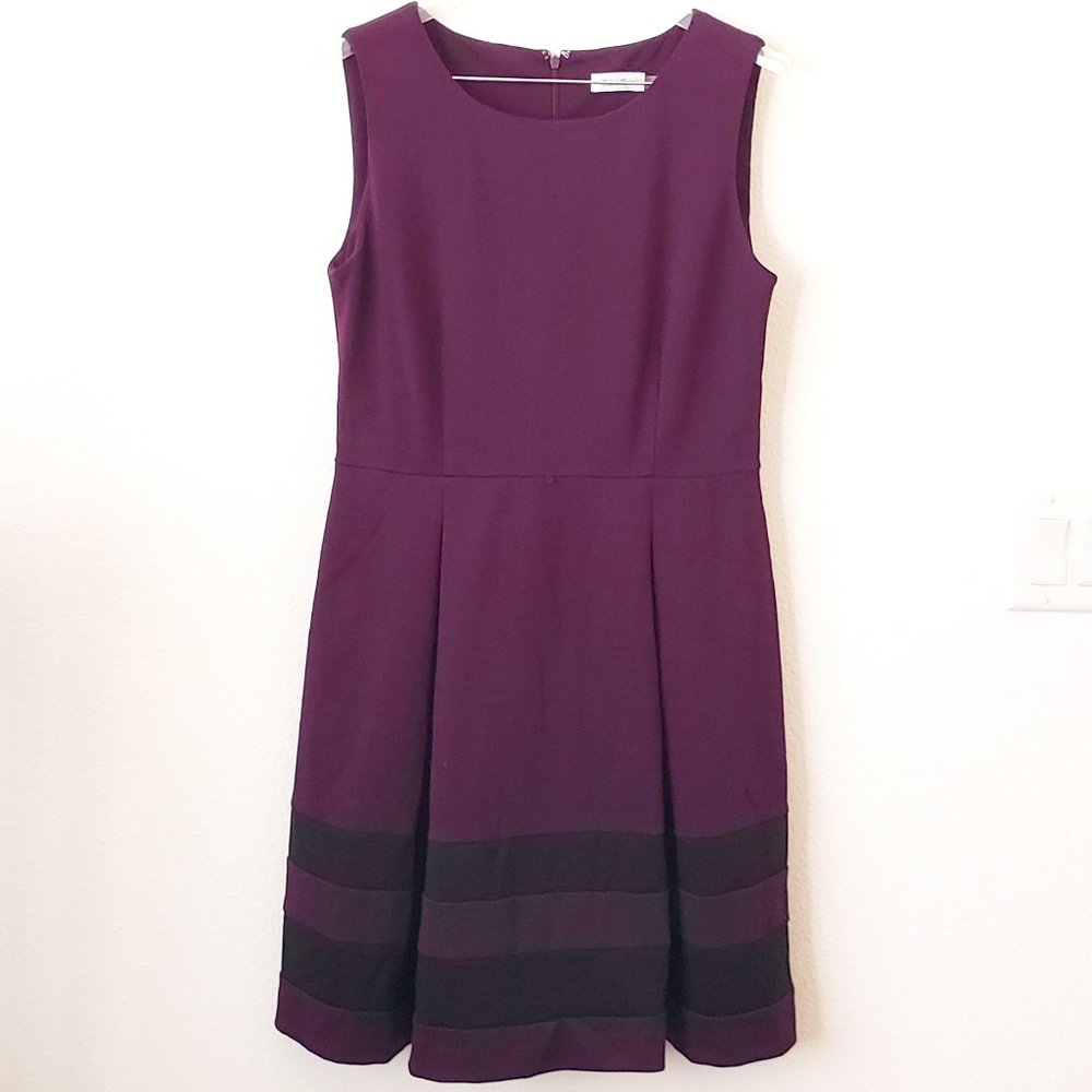 Calvin Klein Fit and Flare, Plum and Black